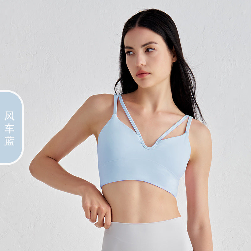 V-neck Strappy Yoga Camisole with Padded Support & Fine Shoulder Straps