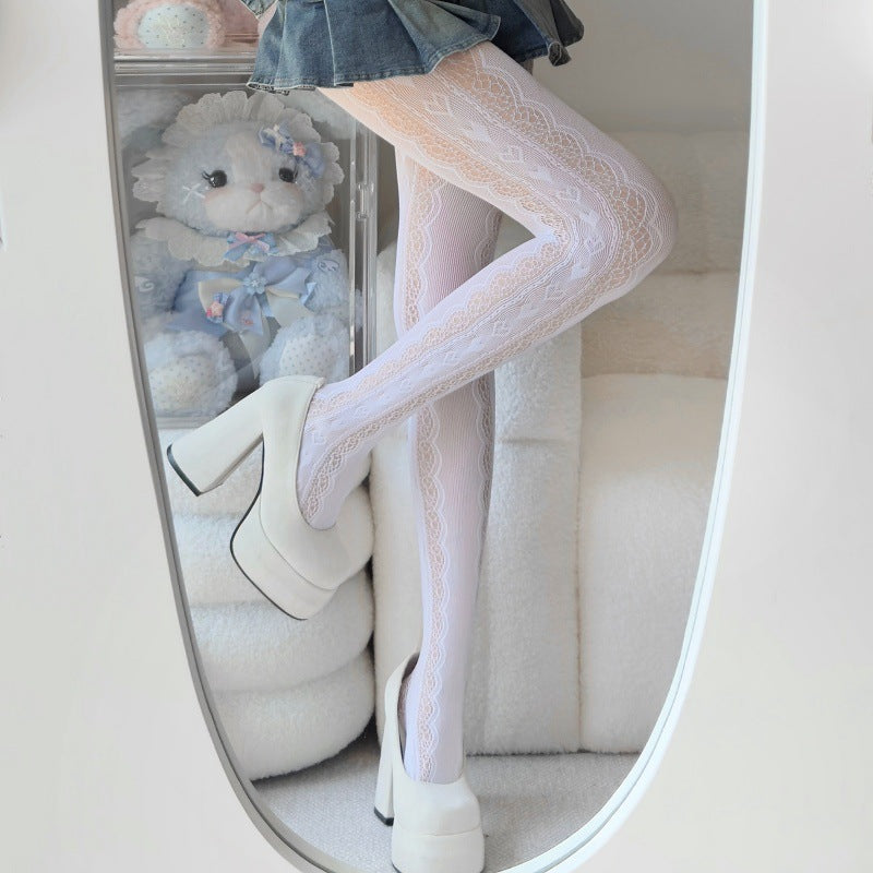 Lace Floral Mesh Tights - Sheer Patterned Pantyhose for Women