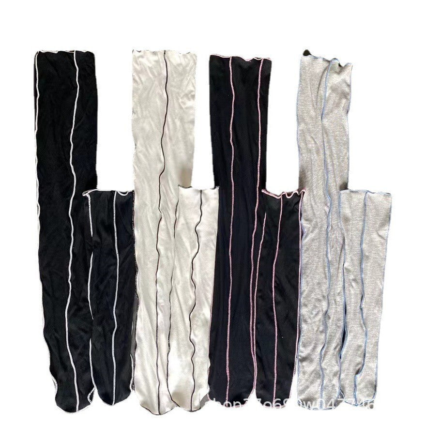 Contrast Line Over-the-Knee Stockings - Slouchy Fashion Socks