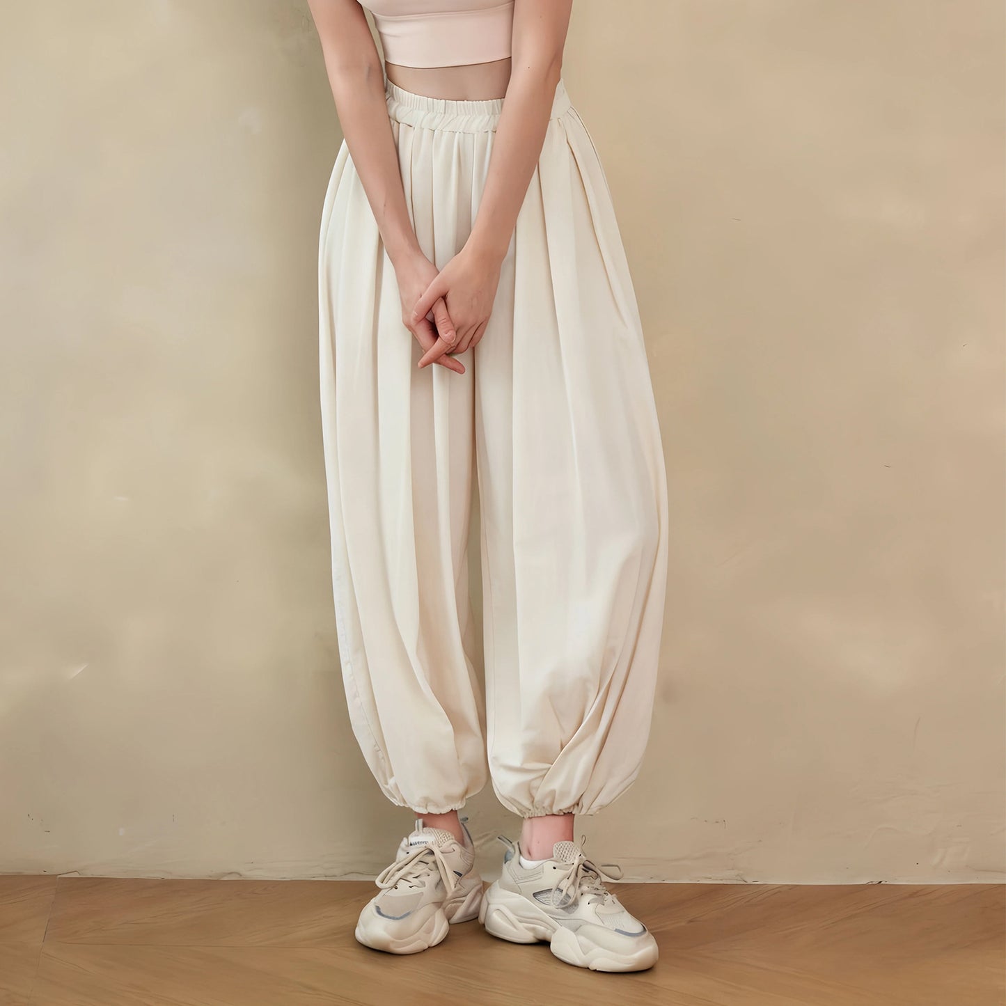 Harem Pants Wide Leg Yoga Trousers Soft Cotton Summer Athleisure