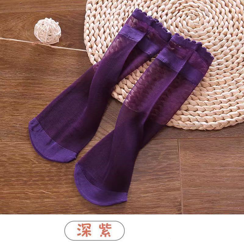 Ultra Sheer Thin Summer Stockings for Women - Ruffled Edge Ice Silk Socks