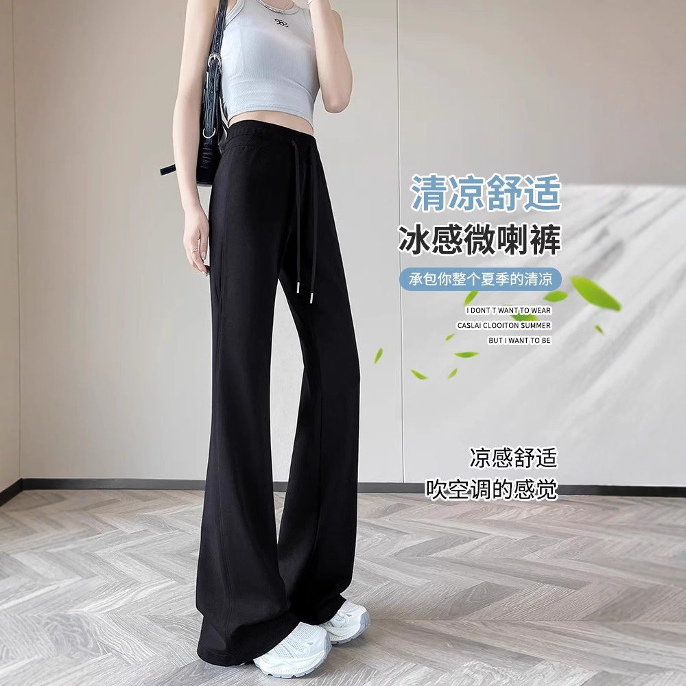 微喇运动裤女春秋2025新款高腰垂感阔腿喇叭裤休闲美式裤子喇叭裤