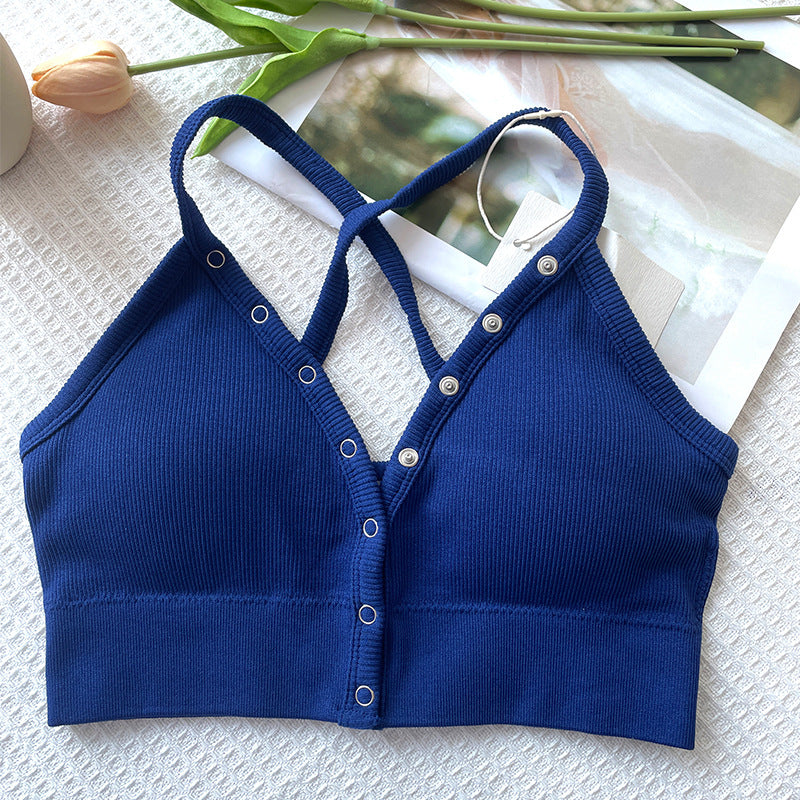 Ribbed sleeveless underlayer with built-in bra cups