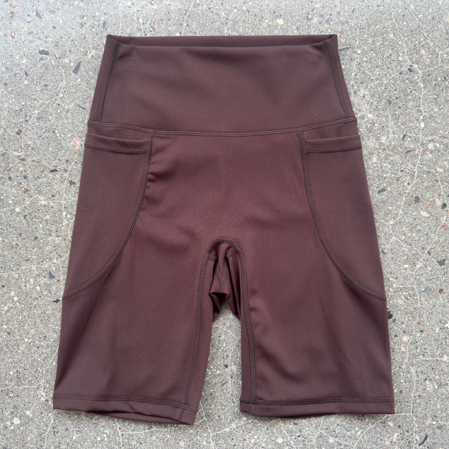 High-waisted double-face brushed fabric yoga shorts