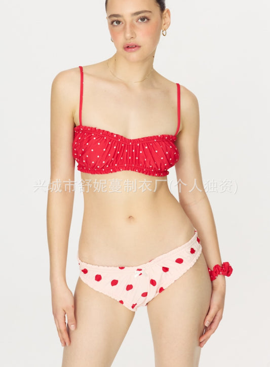 Bikini Set with Polka Dot Print and Bow Ties