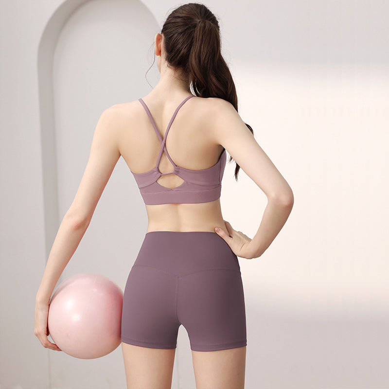 Supportive Sports Bra and Shorts Set - Breathable Yoga Activewear