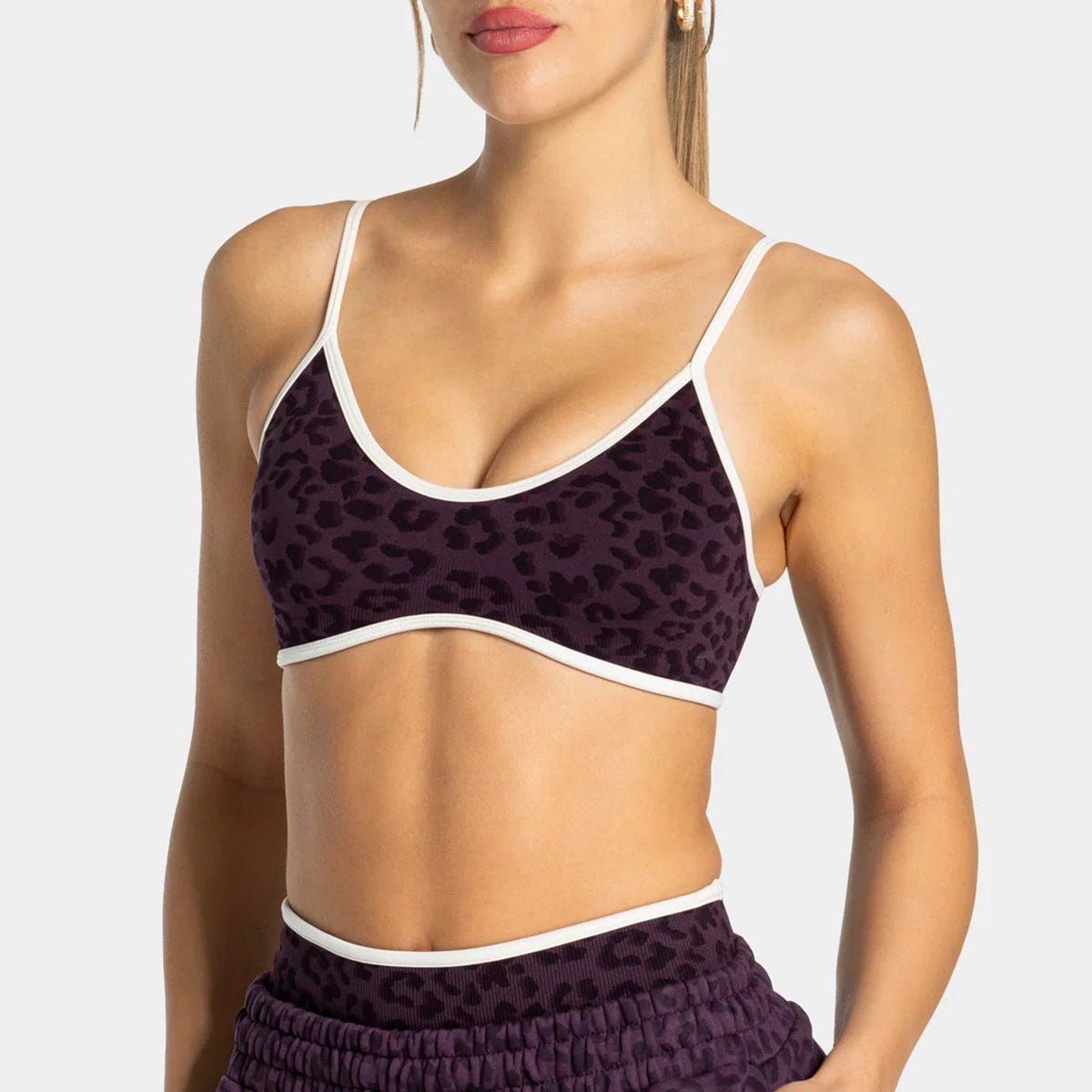 Leopard Print Sport Bra with Thin Straps