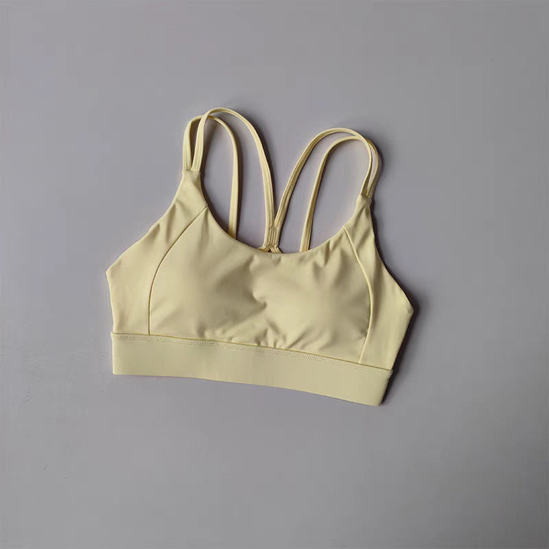High-Support Cross-Back Sports Bra with Fixed Cups