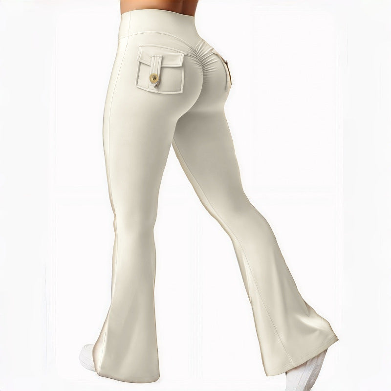 butt-lifting flared yoga leggings with cargo pockets