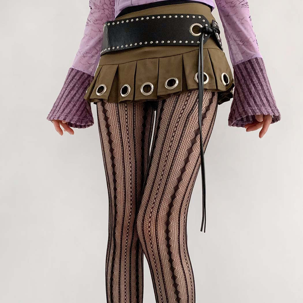 Ripped Lace Fishnet Tights Cutout Stockings Y2K Punk Style