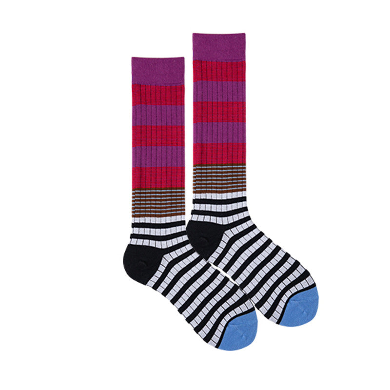 Colourful Retro Striped Calf Socks - Barn Style Leg Warmers