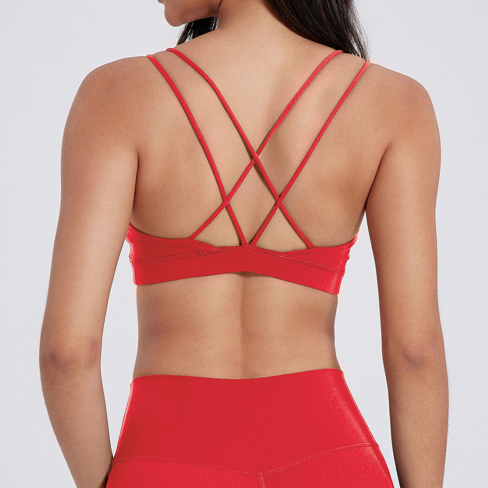 Bare Feel Cross-Back Sports Bra: Breathable Yoga Crop with Supportive Straps