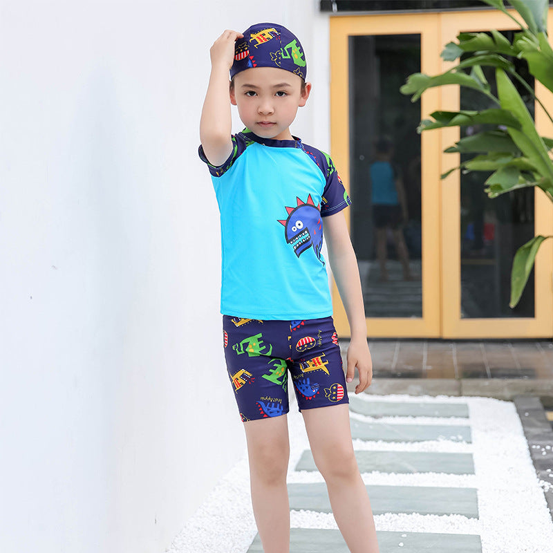 Boys Quick-Dry Rash Guard Swimwear with Sun Protection