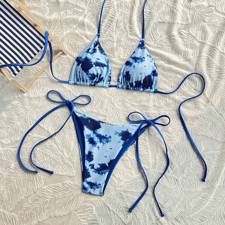 Tie-Dye Bikini Set - Halter Neck String Bikinis