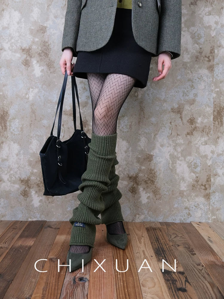 Cozy Slouch Socks and Ribbed Tights Set - Warm Layering Legwear