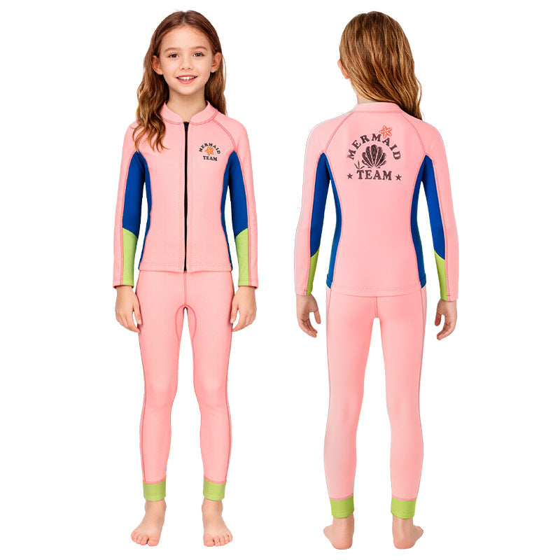 2.5mm Split Long Sleeve Girl's Swimwear Rash Guard