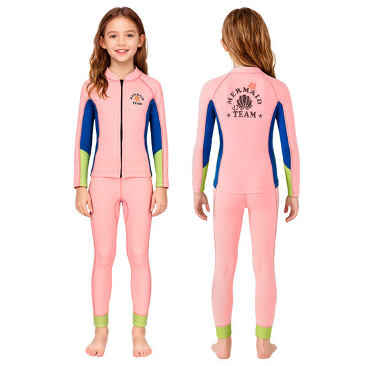 2.5mm Split Long Sleeve Girl's Swimwear Rash Guard