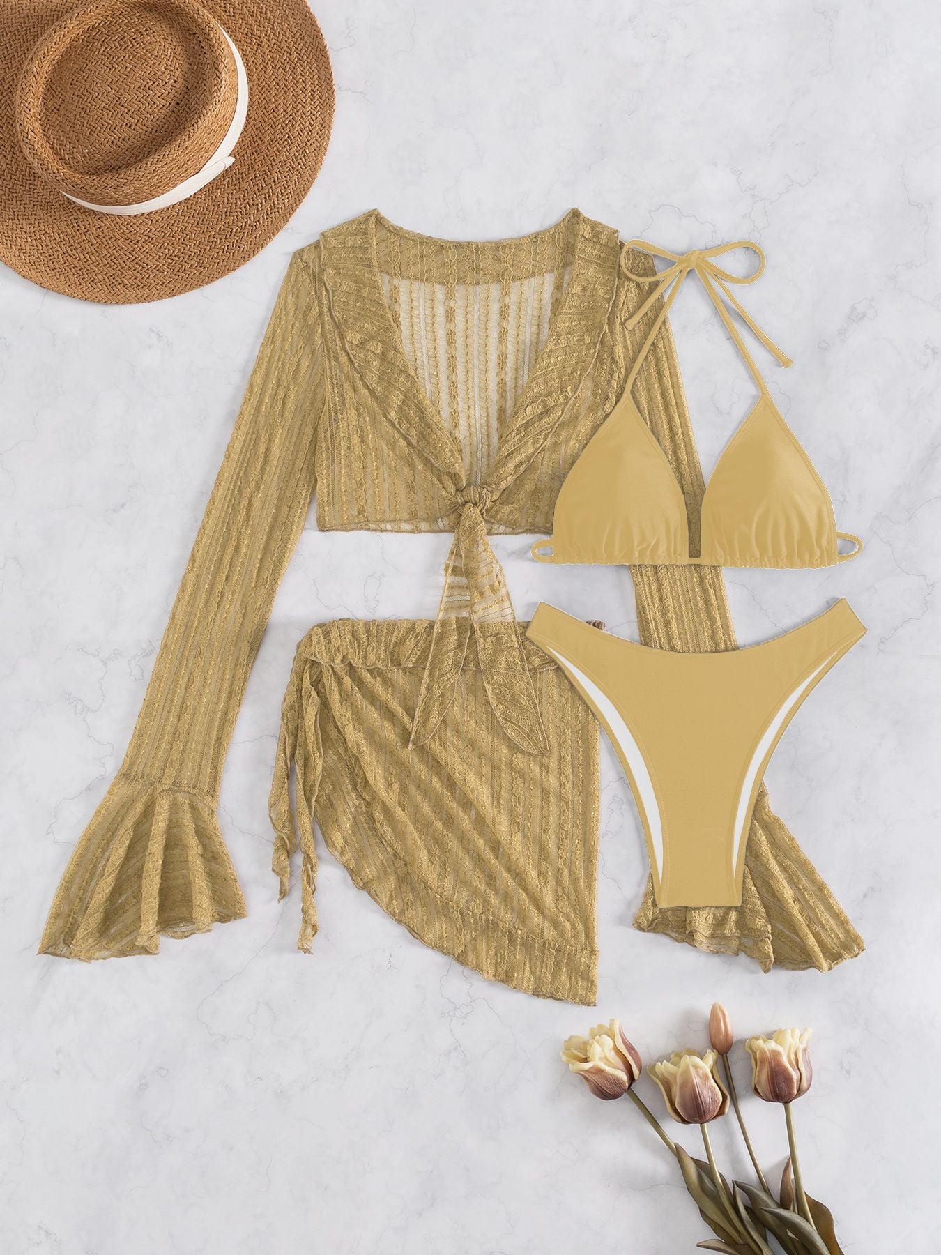 Mesh Wrap Bikini Set