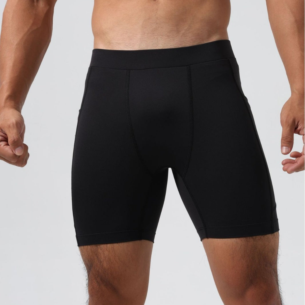 Men's Ultra-Stretch Compression Shorts with Pockets - Charcoal Grey, Black, White