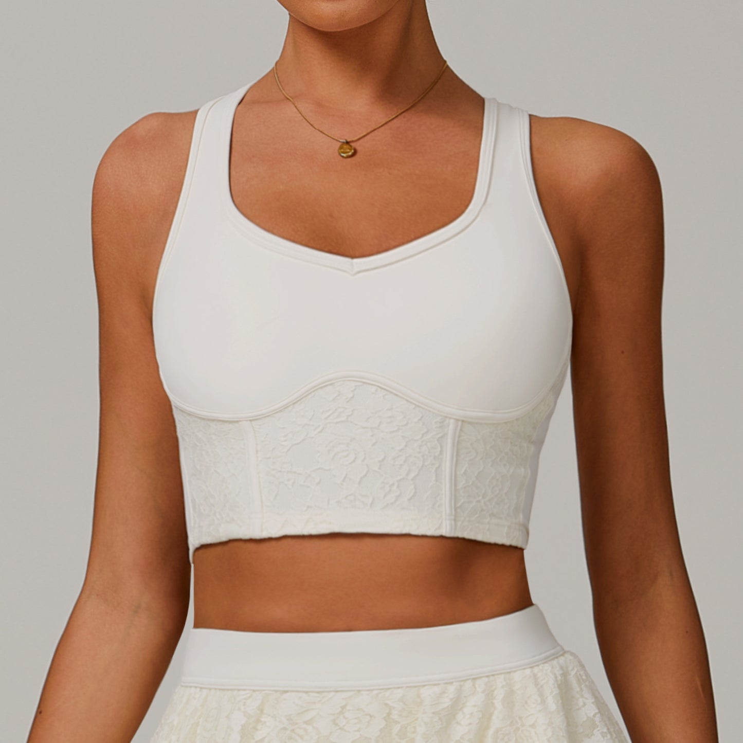 Summer Lace Lingerie Yoga Top Soft Breathable Low Back Sport Camisole Running Fitness Top