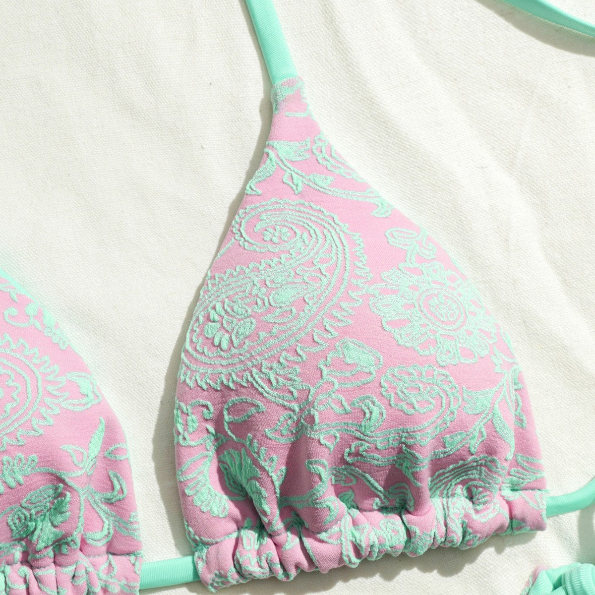 Floral Print Tie Bikini Set - Pastel Patterns & Ruched Tops