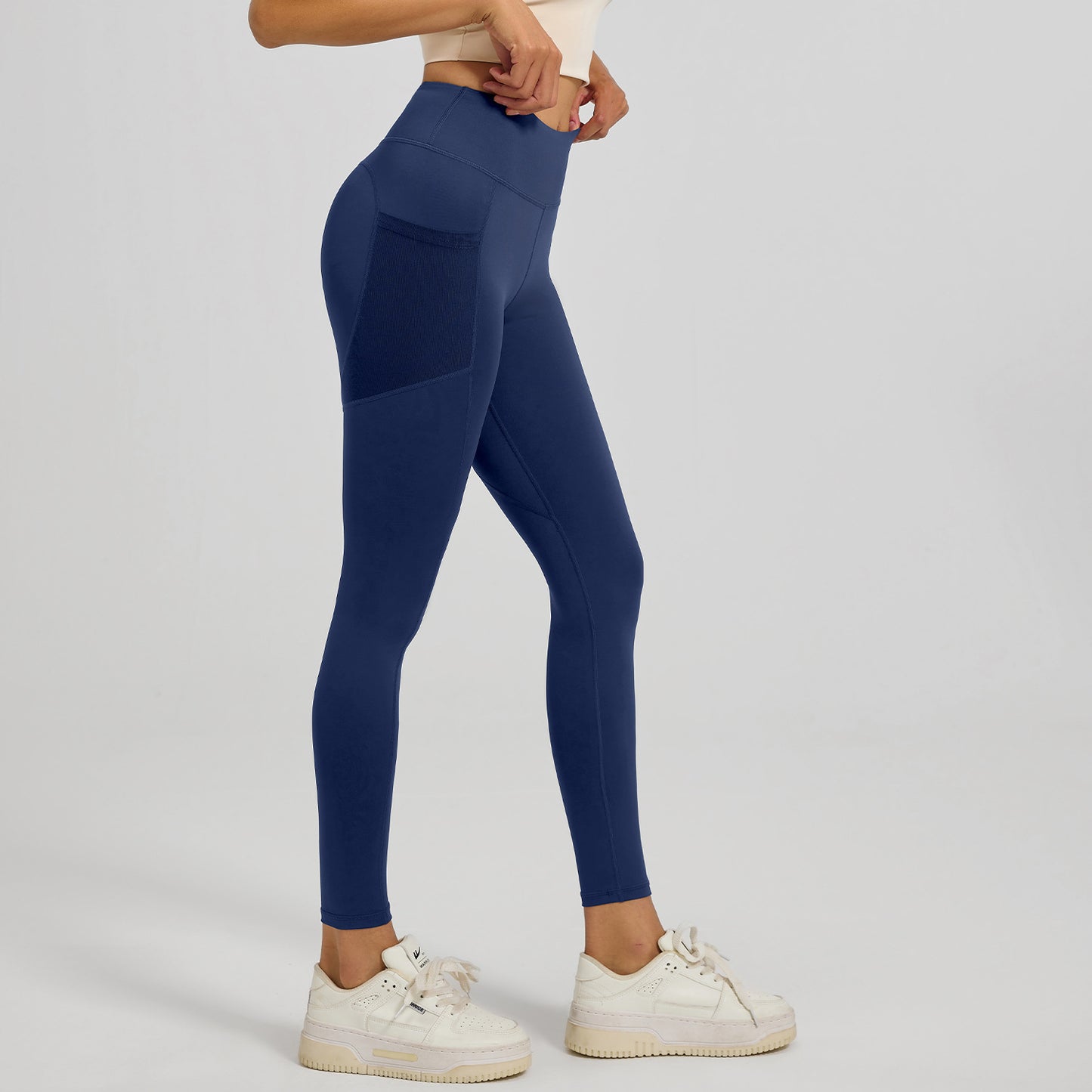 high-waisted butt-lifting yoga leggings with breathable mesh side pockets