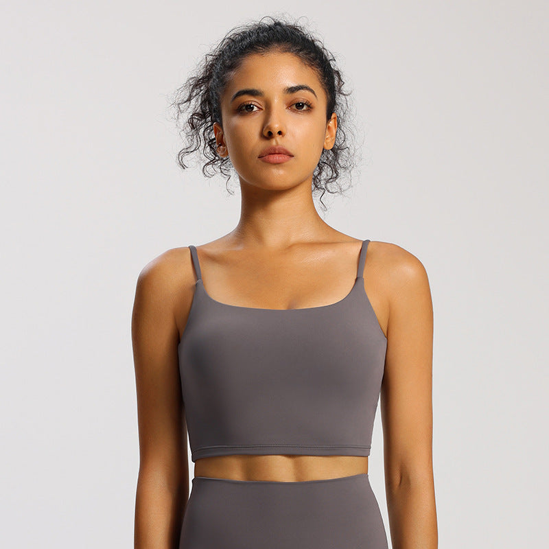 Nude Feel Yoga Camisole Top Padded Strappy Back Cami