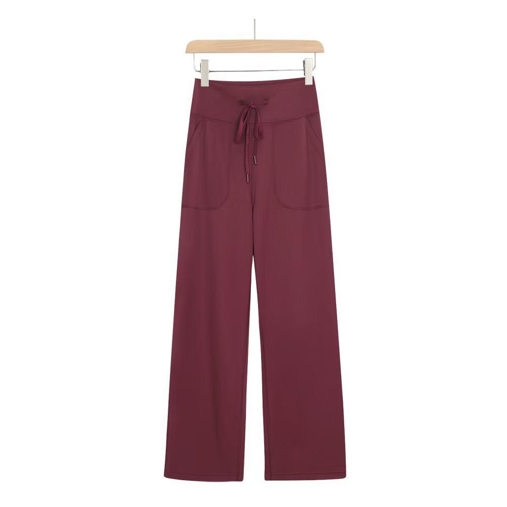 High-waisted drawstring wide leg lounge pants