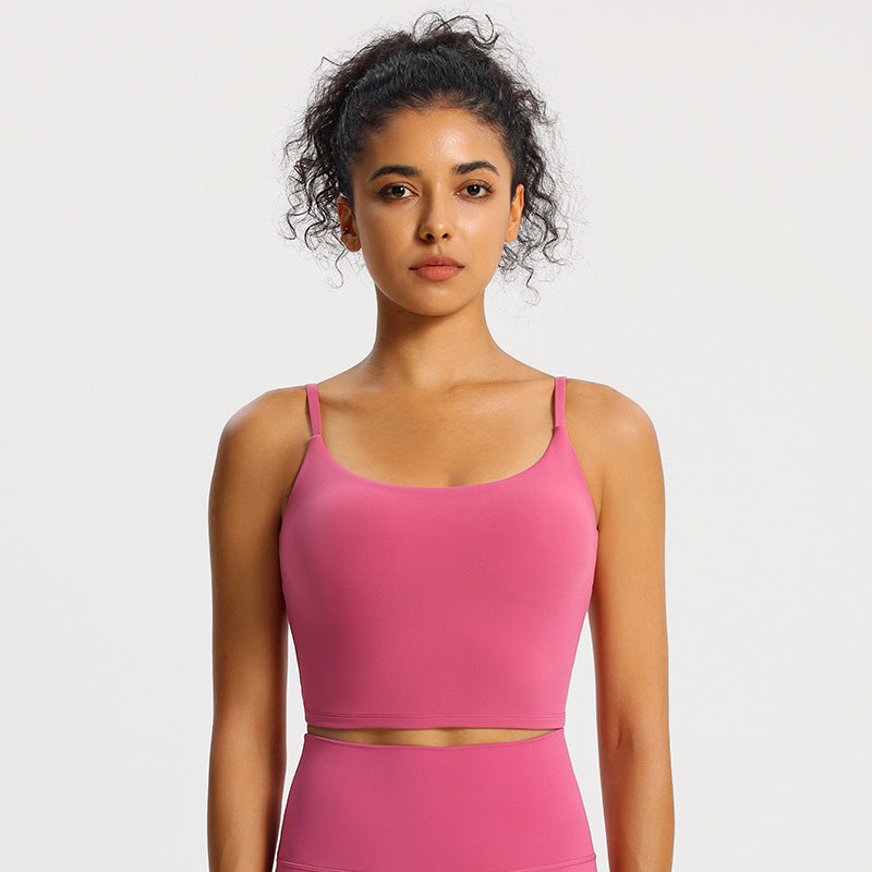 Nude Feel Yoga Camisole Top Padded Strappy Back Cami