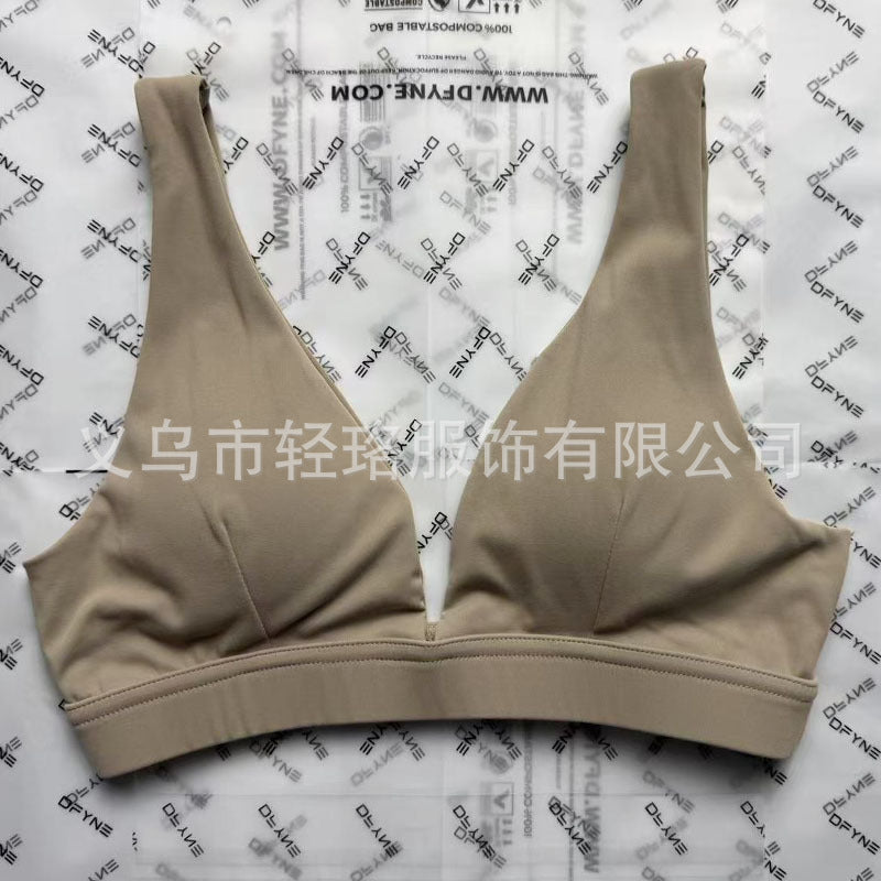 Deep V Push-Up Bra with Triangle Cups - Yoga Sports Bra