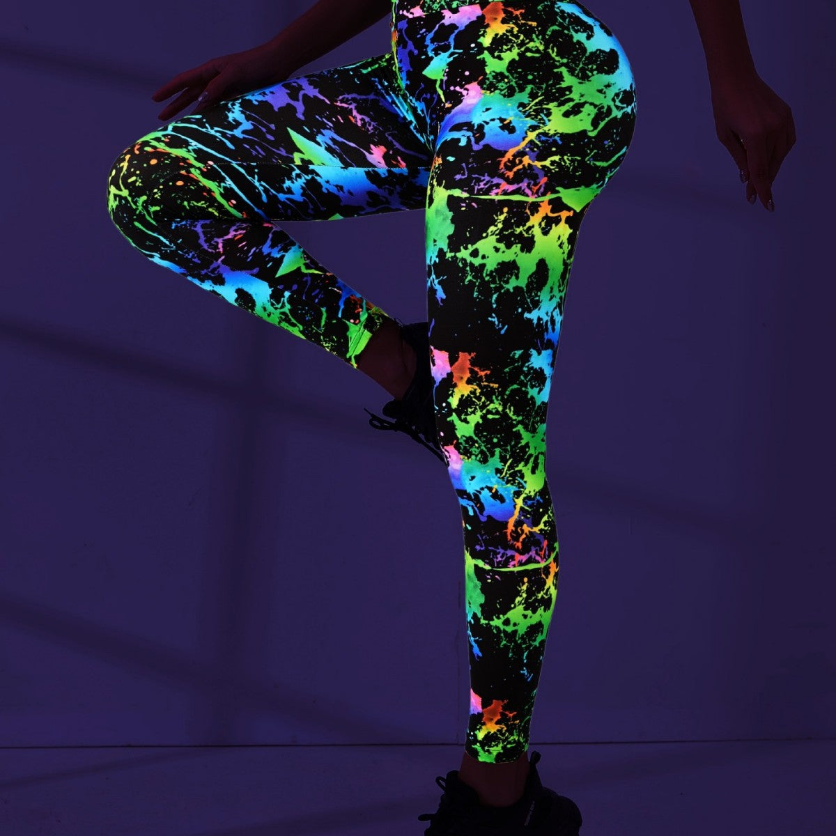 Neon Green Digital Print High-Waisted Butt-Lifting Yoga Leggings