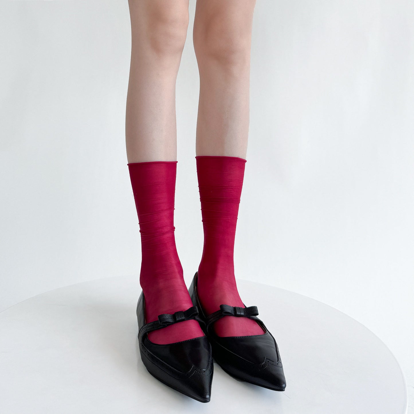 Sheer Ballet Ruched Leg Socks - Breathable Thin Summer Socks