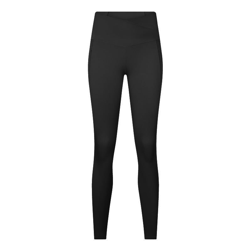 Cross-waist high-waisted seamless no-line high-stretch butt-lifting nine-quarter yoga leggings