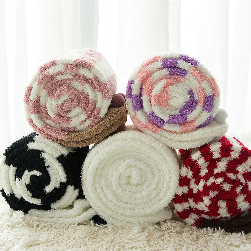 1 paire mode fille mignon hiver rayé corail velours longues chaussettes chaud genou longueur chaussettes mignon ours mouton maison serviette bas