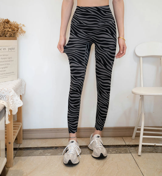 DAIMU LIVE Women's Zebra Print Leggings Slim Yoga Pants Women's High Waisted Wide Leg Pants Sports Bell Bottoms Breathable