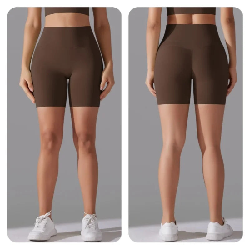 Women's New High Waisted Tight Fitting Three Part Shorts for Sports, Running, Fitness, Yoga, Shorts