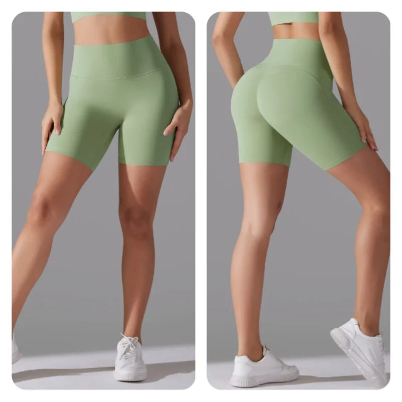 Women's New High Waisted Tight Fitting Three Part Shorts for Sports, Running, Fitness, Yoga, Shorts