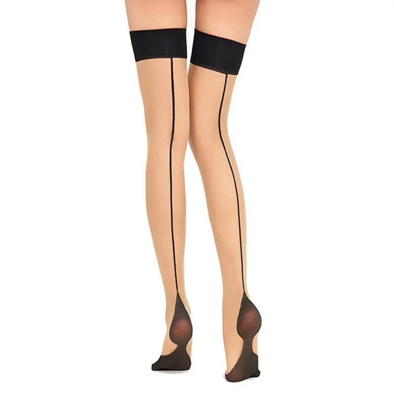 1 paire dos ligne verticale cuisse haute chaussette femmes sur le genou chaussettes Nylons bonneterie femmes Sexy bas