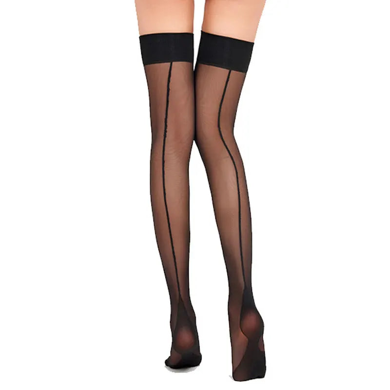 1 paire dos ligne verticale cuisse haute chaussette femmes sur le genou chaussettes Nylons bonneterie femmes Sexy bas