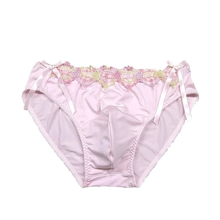 Handmade Man's Lace Soft Silky Touch  Briefs Live Show Dance Panty DJ Club Sexy Costumes Private Party BF Harajuku