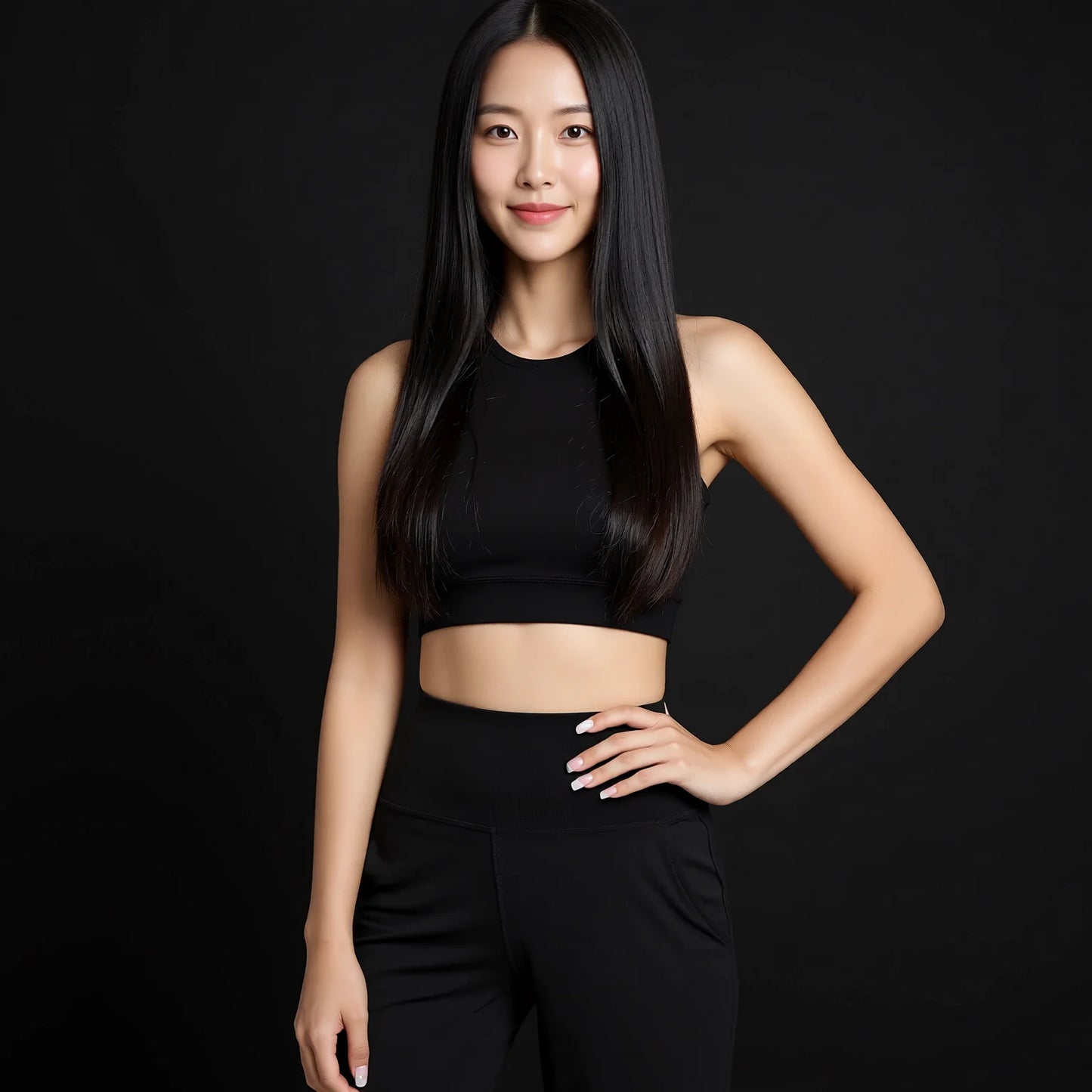 High-waisted wide-leg mid-length yoga pants - bare feel everyday commuter elastic breathable quick-dry
