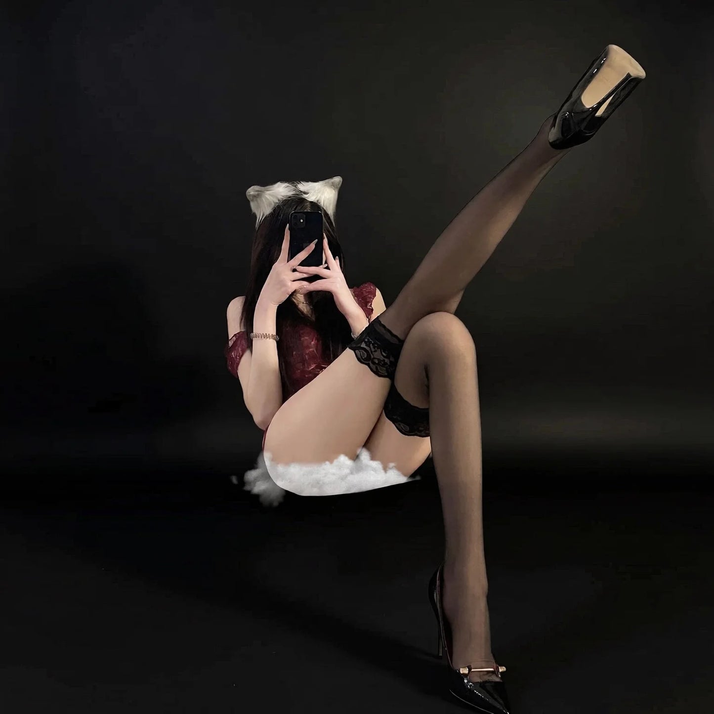 sexy lace transparent thigh-high stockings sheer erotic EU