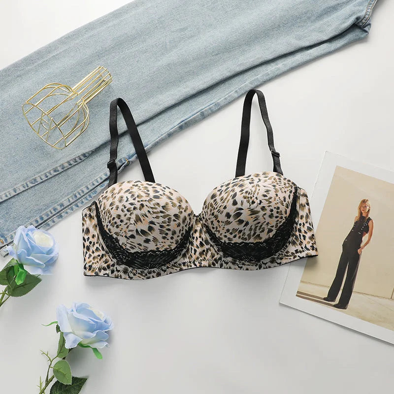 Plus Size Leopard Print Bra - Plunge Cup Lingerie