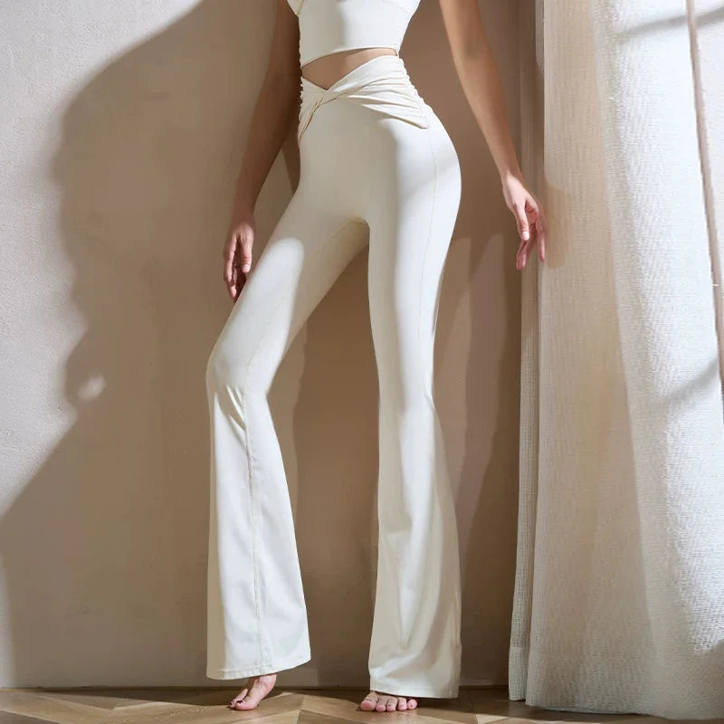 High Waisted Flared Yoga Pants with Peach Lift Butt Sculpting