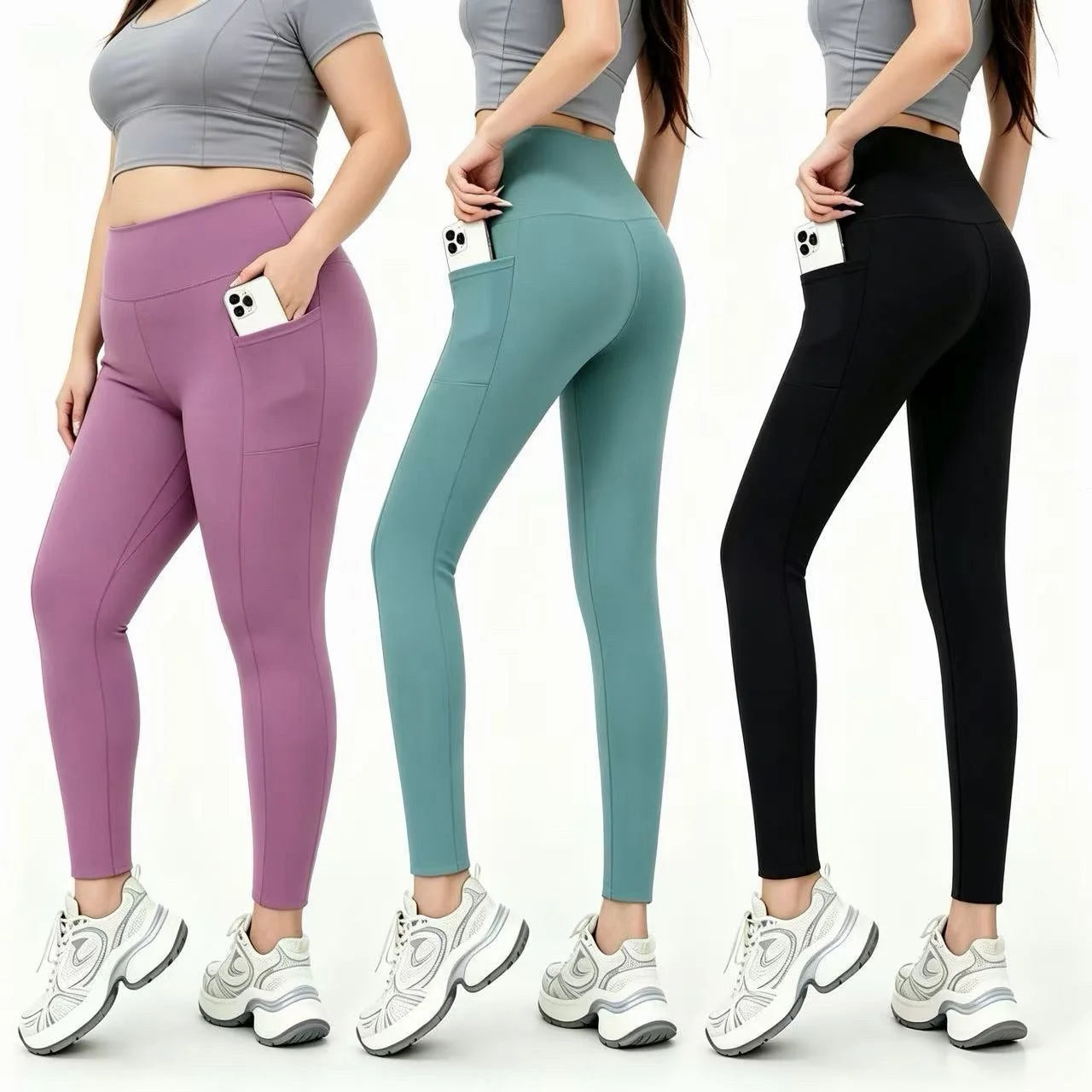 High Waist Butt-Lifting Yoga Leggings with Side Pockets