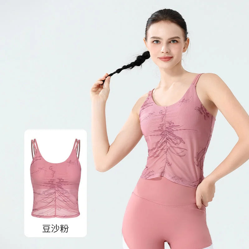 New Chinese Style Fitness Camisole with Chest Pad