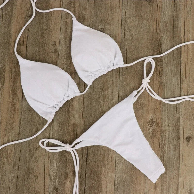 sexy adjustable tie bikini with padded cups