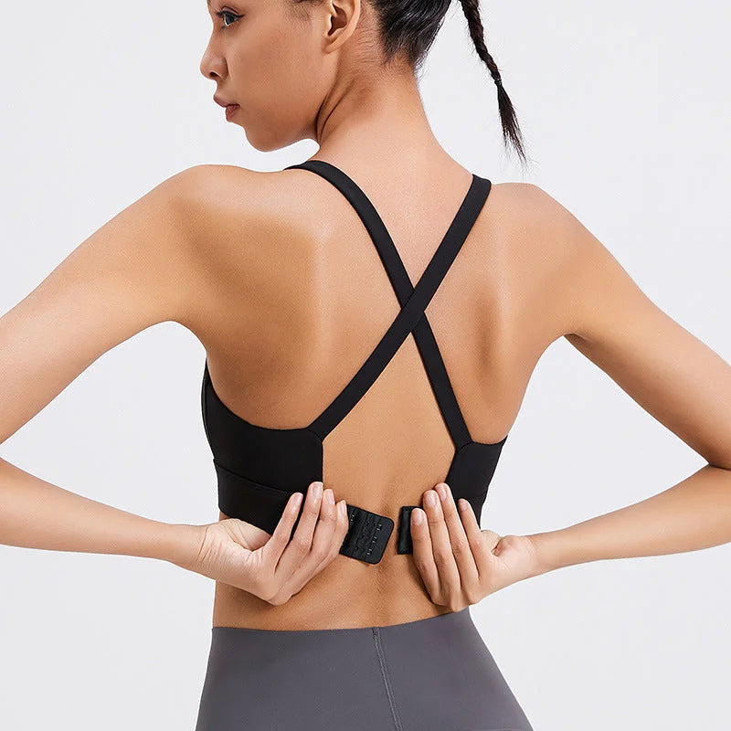 High-Impact Support Sports Bra with Anti-Shock Back Design, Moisture-Wicking and Lifted Bust