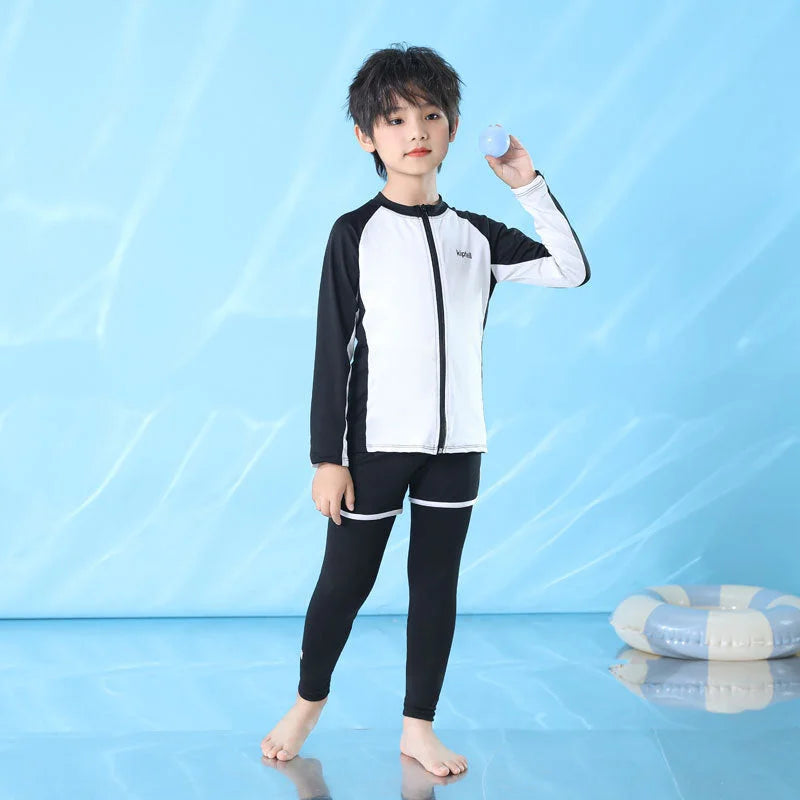 Kids UPF50+ Rash Guard Long Sleeve Long Pants Family Swimwear