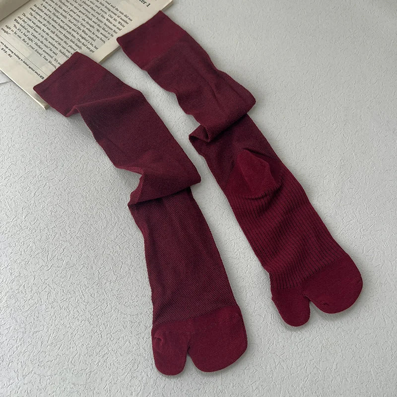 Tabi Split Toe Socks Women - Sheer Mesh Calf High Summer Socks